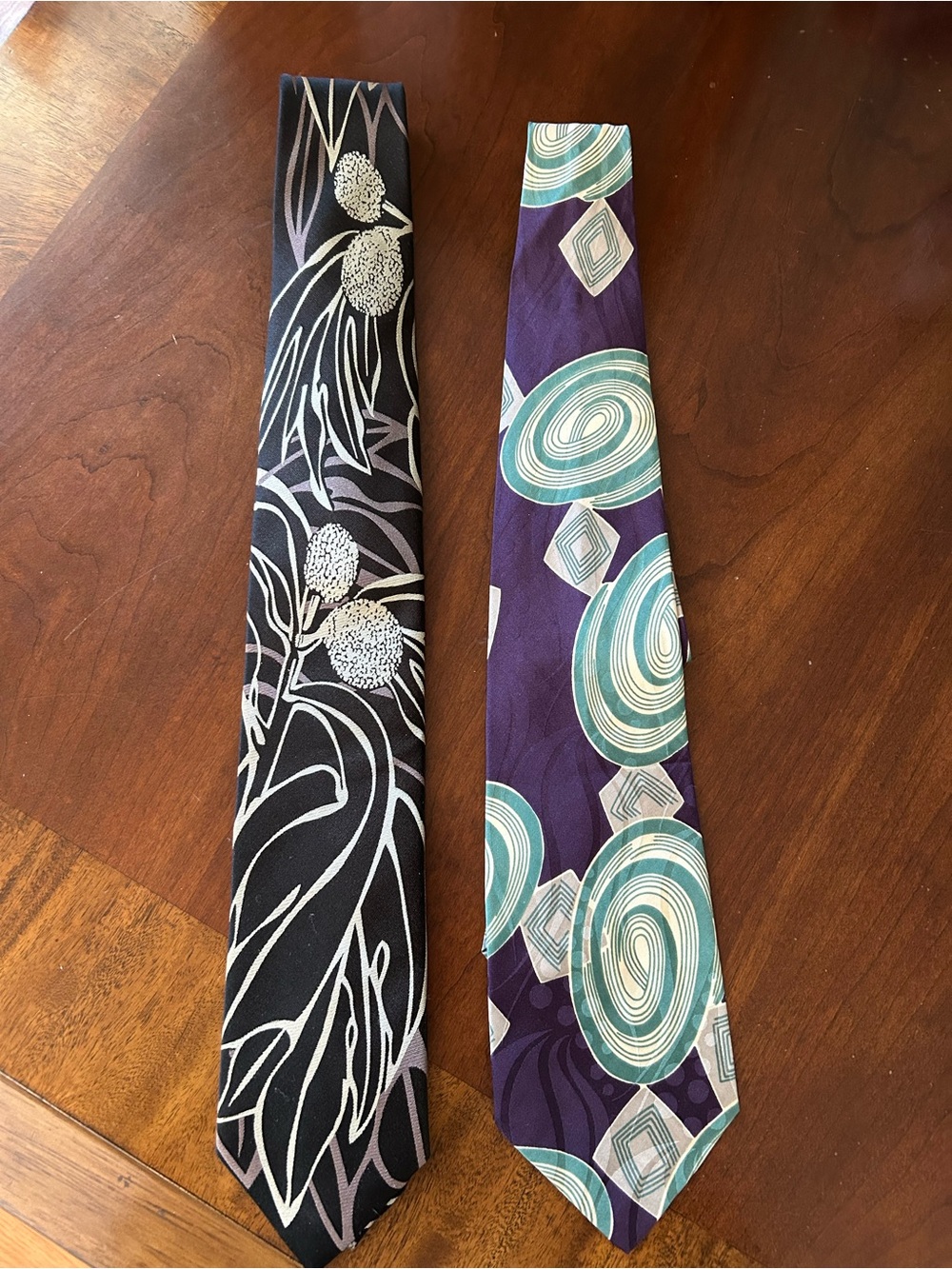 Two Men's Stylish Purple and Black Patterned Neckties - Classic Accessories